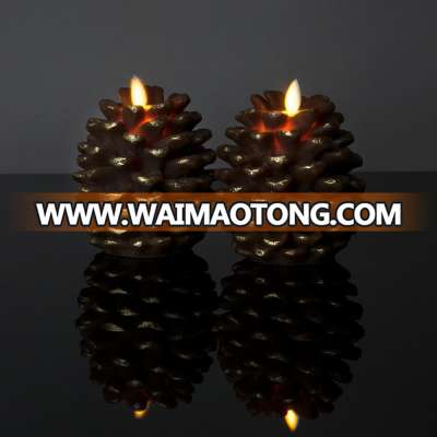 Brown color pinecone moving flame candles